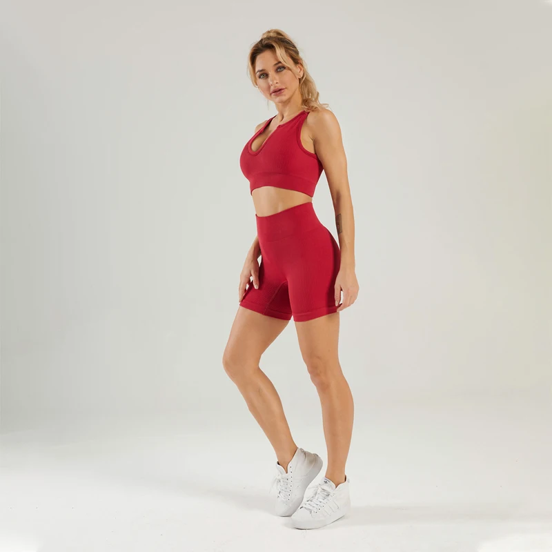 

Women'S Sportswear Gym Sets Ribbed Seamless Yoga Set, As show