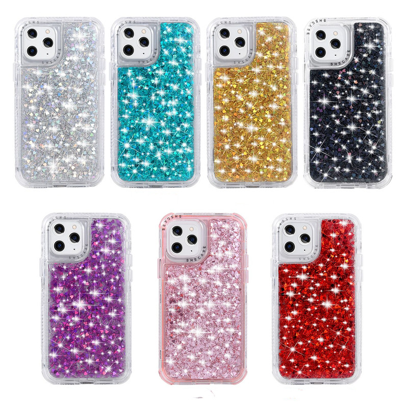 

Amazon Popular GSCASE 3 In 1 Rubber Finished Bling Bling Case For Iphone Xs Pro Max 12 Phone Case Glitter
