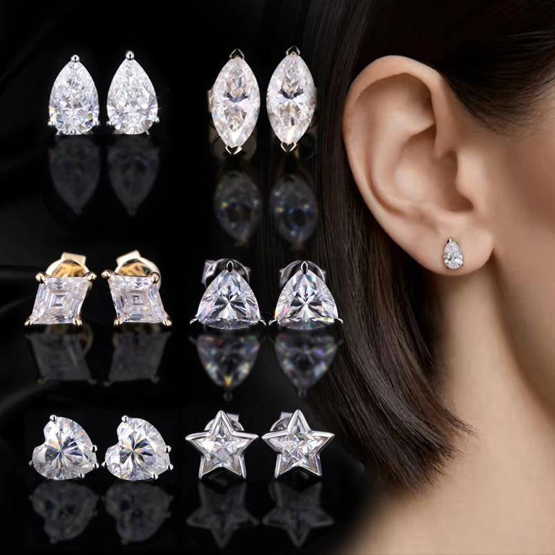 

Starsgem Women's fashion Jewelry 14K Solid Gold 1.5ct per stone DEF VVS Moissanite stone Stud Earrings