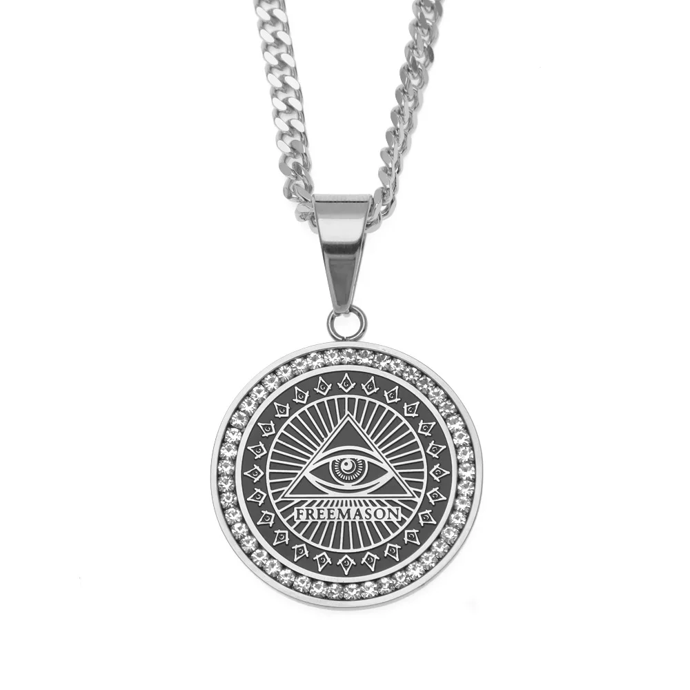 

Boutique Geometry Triangle Stainless Steel Rhinestone Eye of Horus Pendants Men Fashion Vintage Personality Pendants Jewelry