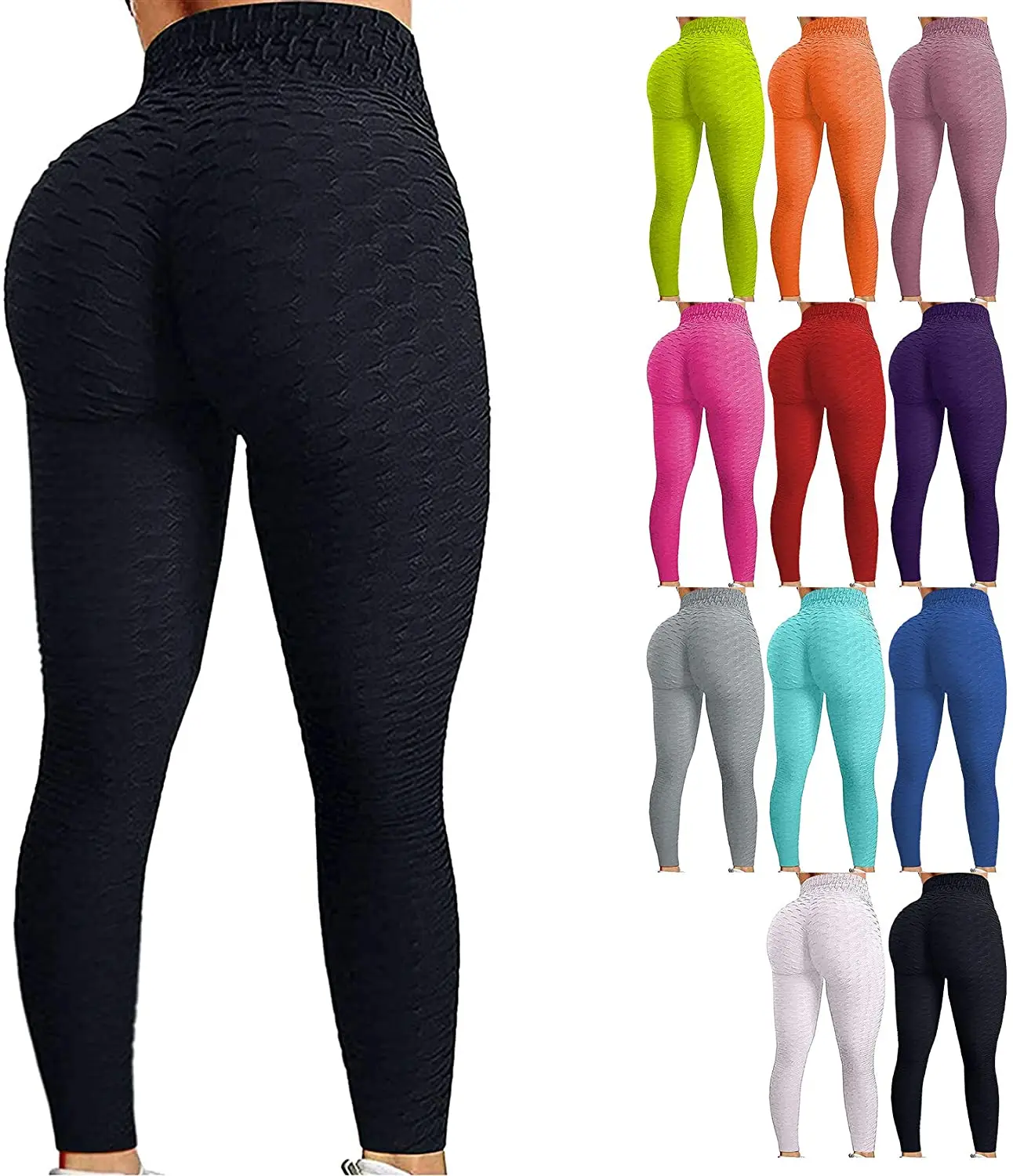 

2021 plus size high waist seamless honeycomb tiktok leggings oem gym yoga pants tiktok scrunch butt leggings, Customized colors