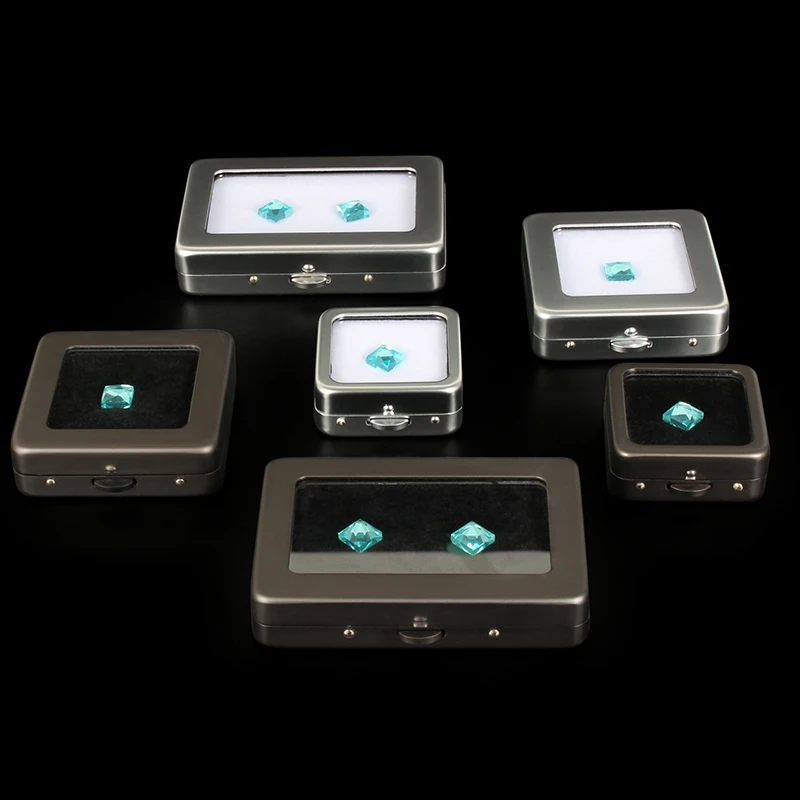 Loose Diamond Display Case Gem Stone Storage Box Black Silver Pad Bead Pendant Gemstones Organizer Holder