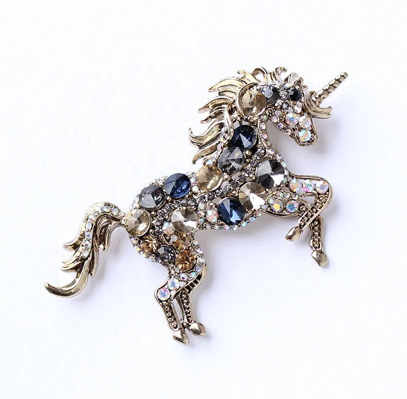 

Wholesale Horse Brooch Crystal Jewelry White Horse Brooches Pin, Red green