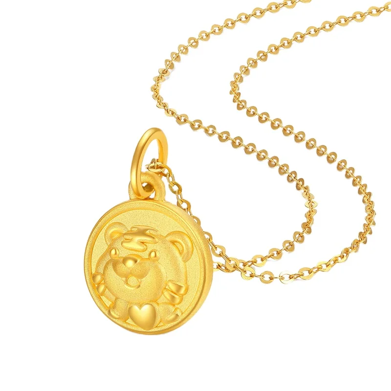 

Vietnam Shajin Benming Year Tiger Pendant Brass Gold Plated Ornament Cartoon Lively Tiger Zodiac Tiger Necklace Gift