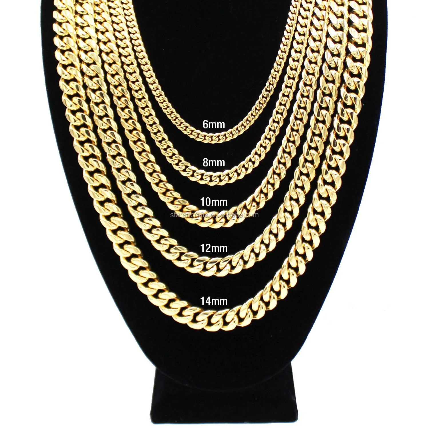 Gold Plated Cuban Link Chain High Polish Stainless Steel 14k/18k Gold ...