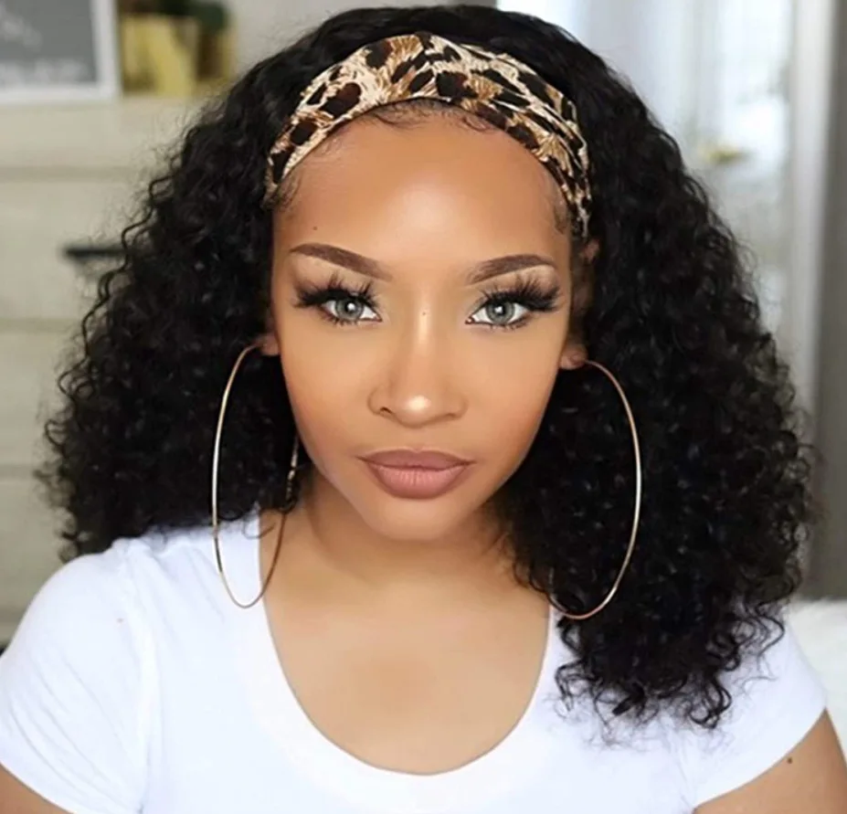 

Supplier HeadBand Wig Curly Human Hair Wig for Black Women Long Real Deep Wave Wigs Natural Color