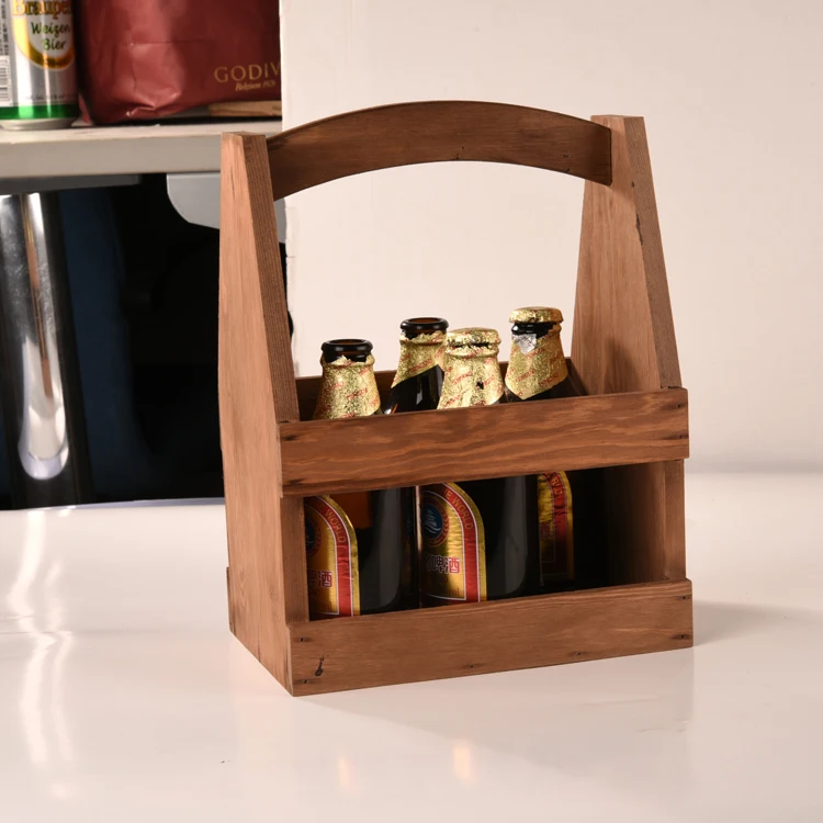 High quality wood beer caddy holder 6 packs wooden beer caddy