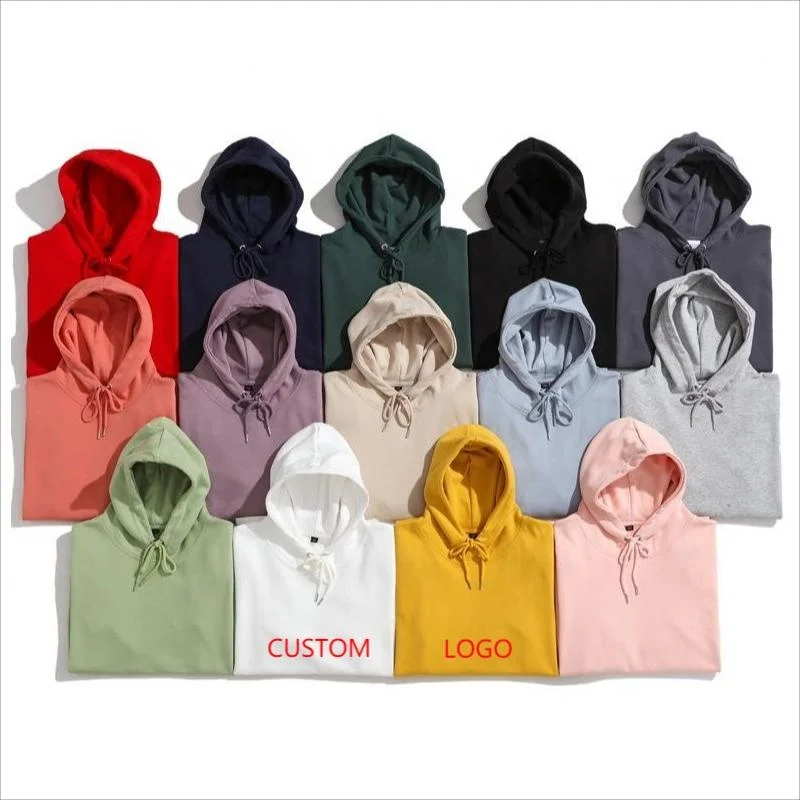 

300 Grams Hooded Fleece Men's Pure Color Blank Hoodie Custom logo White Unisex Printed Hoodies, Optional