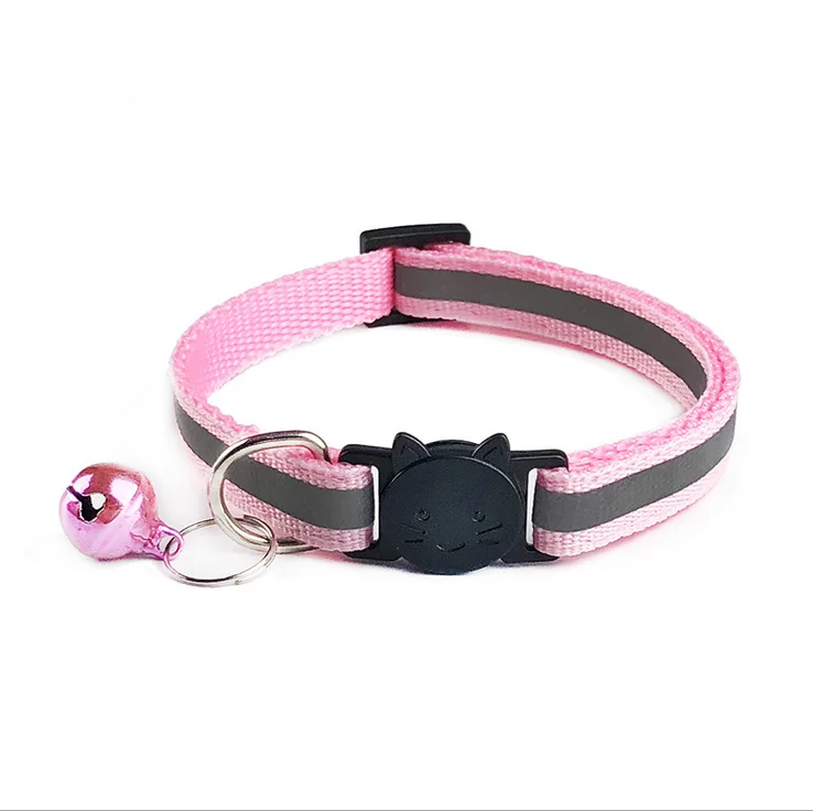 

Safety Nylon Reflective Tag Cat Collar Breakaway Buckle Cats Collar With Bell