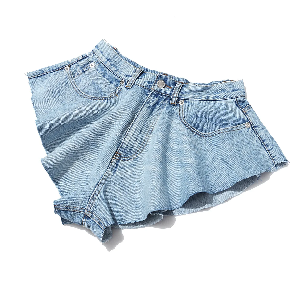

Ladies Tight Jeans Short Frayed Hem Low Waist Women Denim Jean Shorts, Blue