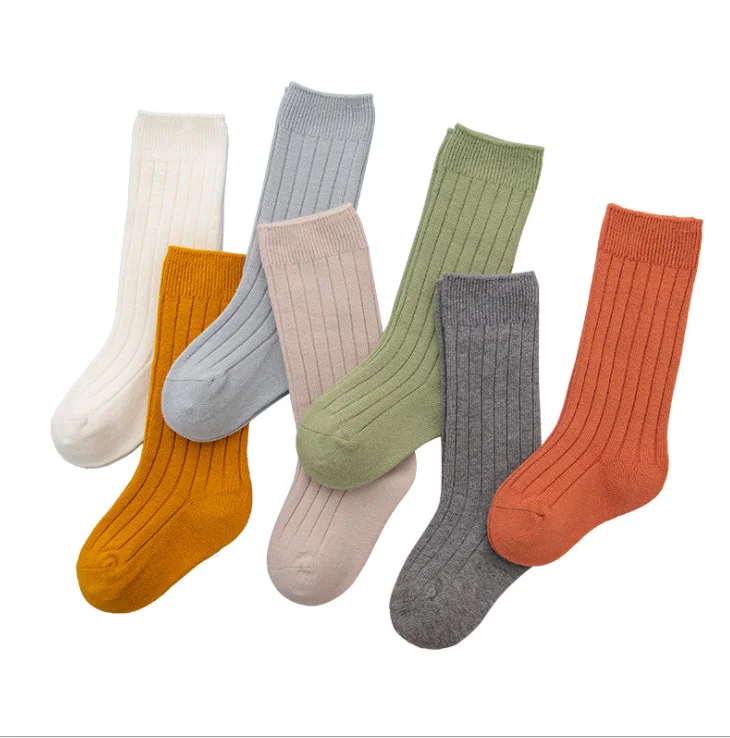 

Wholesale Spring pure color children stockings combed cotton baby socks for boys girls