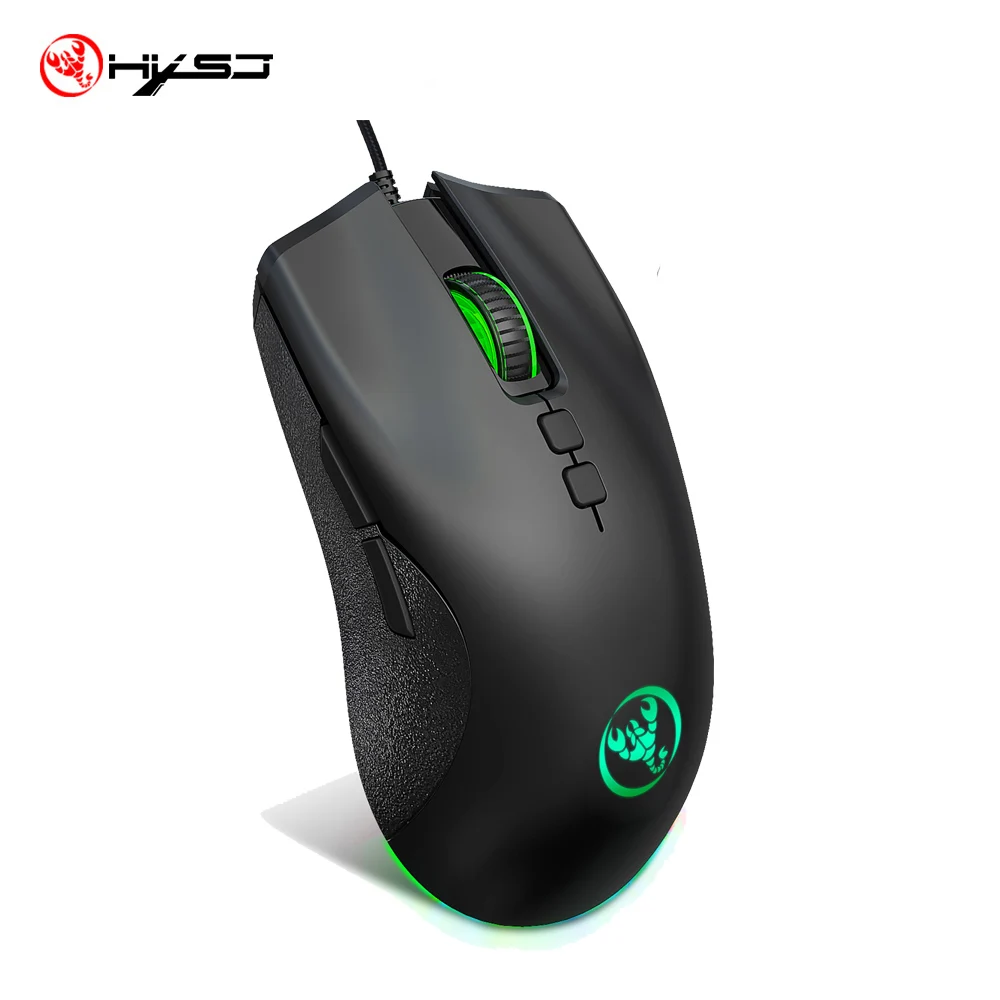 

HXSJ 2021 New USB Colorful Luminous Wired Gaming Mouse 6400DPI Adjustable Support Macro Programming Computer Accessories Black
