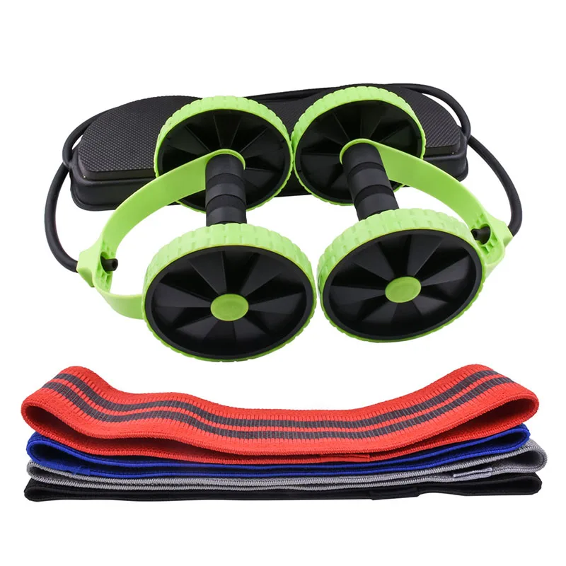 

Hot selling sports multi-function abdominal wheel high quality fitness double roller abdominal wheel rope roller from scooter, Green