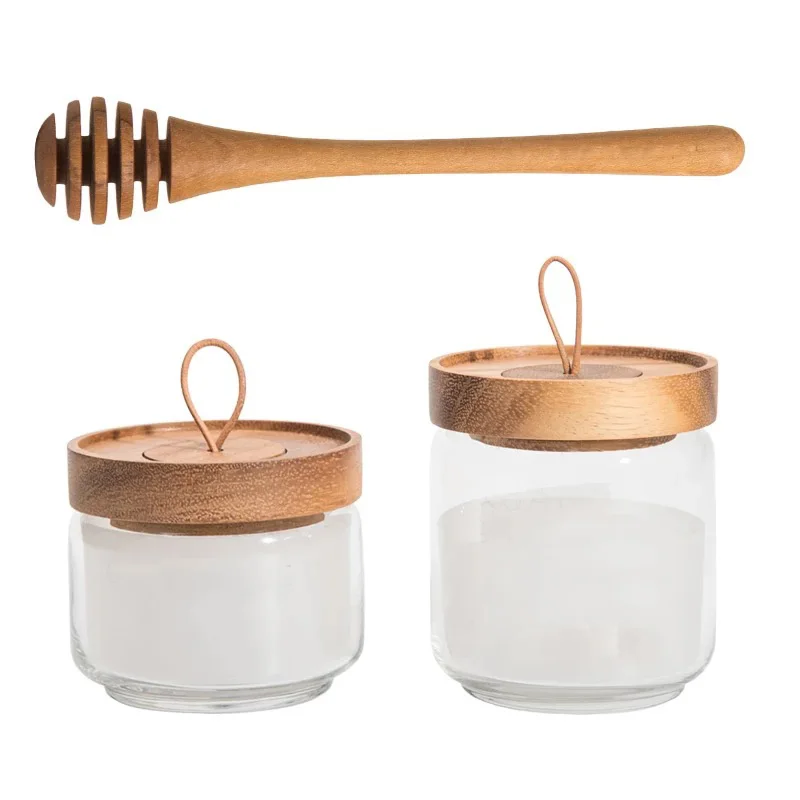 
Wholesale Cheap Glass Honey Jar With Wood Lid And Spoon  (62299481391)