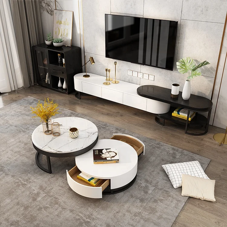 
Factory Direct Sale Luxury Classic Decorative Round Coffee Tables Furniture With Drawer 