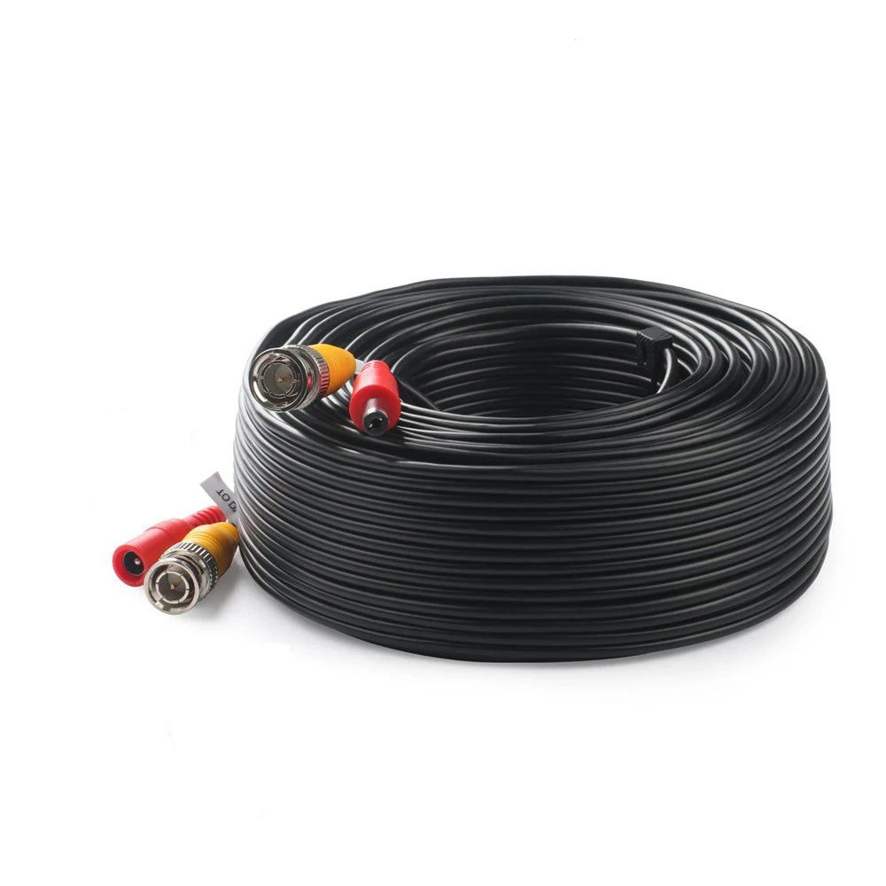 

100 Feet (30 meters) 2-In-1 Video/Power Cable with BNC Connectors and RCA Adapters, Black