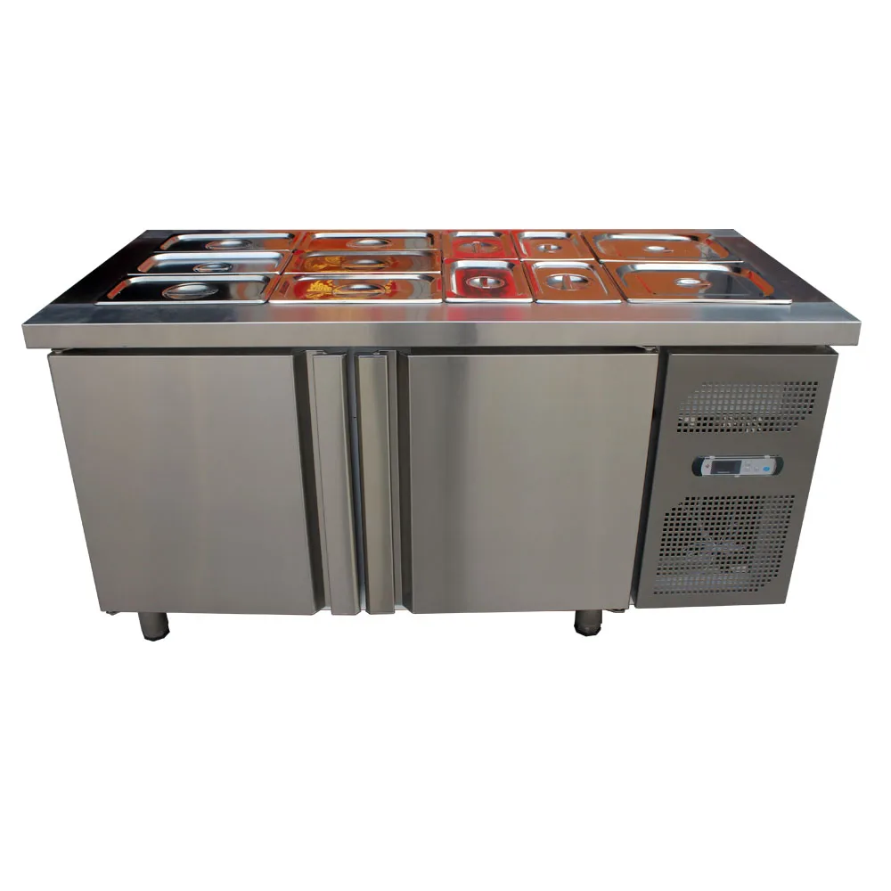 Commercial Stainless Steel Salad Bar Cooler Refrigerated Counter Fridge