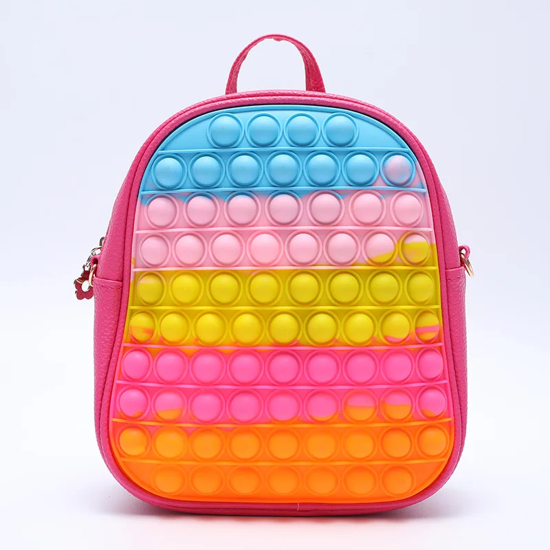 

Kalanta 2021 Fidget Push Bubble Toy Kids Backpack the bubble to pop out the school bag Mini crossbody bag