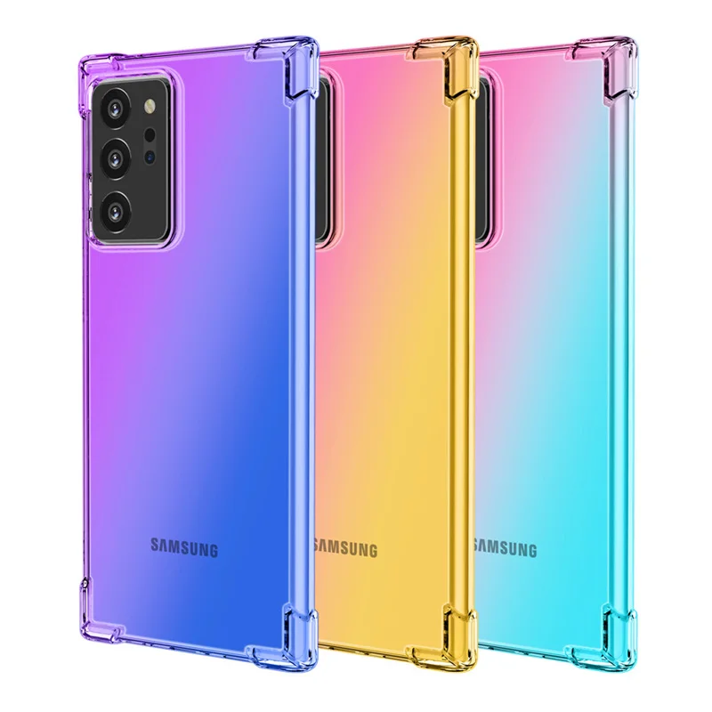 

For Samsung Note 20 Ultra Shockproof Airbag 1.5 mm Transparent TPU Rainbow Gradient Changing Phone Case, Mix