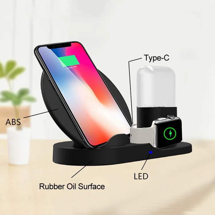 
Fast 3 in 1 qi wireless charger Stand Holder for Iphone 8 x Xs Max Xr Samsung S9 S10 Plus 