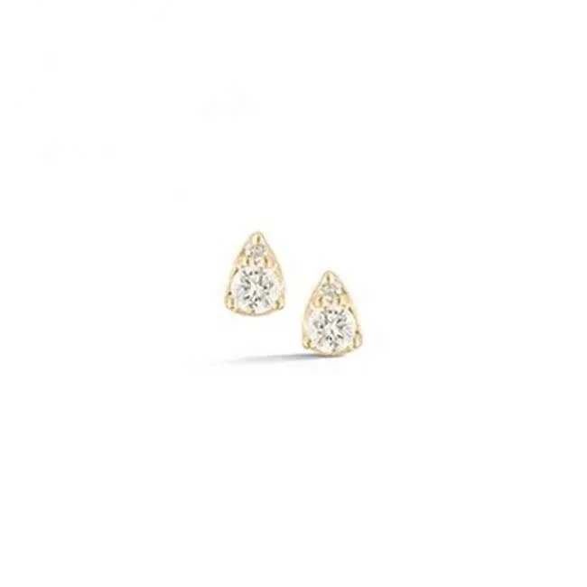 18k Gold Pave CZ Mini Petite Teardrop Stud Earring Silver 925