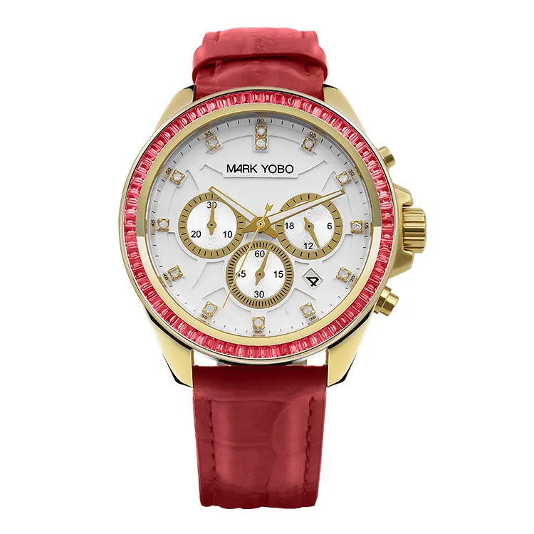 

MARK YOBO Original Manufacture Luxury Women Wristwatch Custom Brand Logo Leather Bands Wrist Quartz Watch, Customized colors