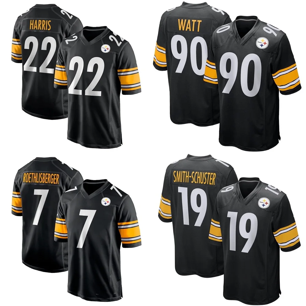 

Custom Pittsburgh City Team Club Uniform Stitched American Football Jersey Steeler Game 22 Harris 90 T.J. Watt 11 Claypool