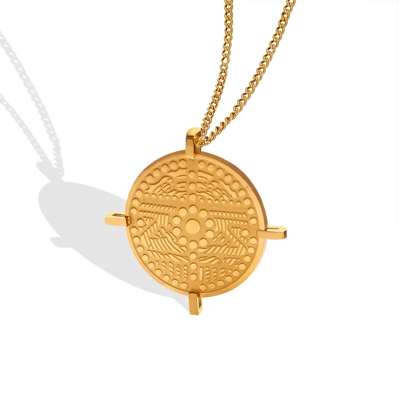 

High Quality Women Jewelry 18K Gold Plated Coin Necklace Stainless Steel Round Coin Pendant Necklace For Women