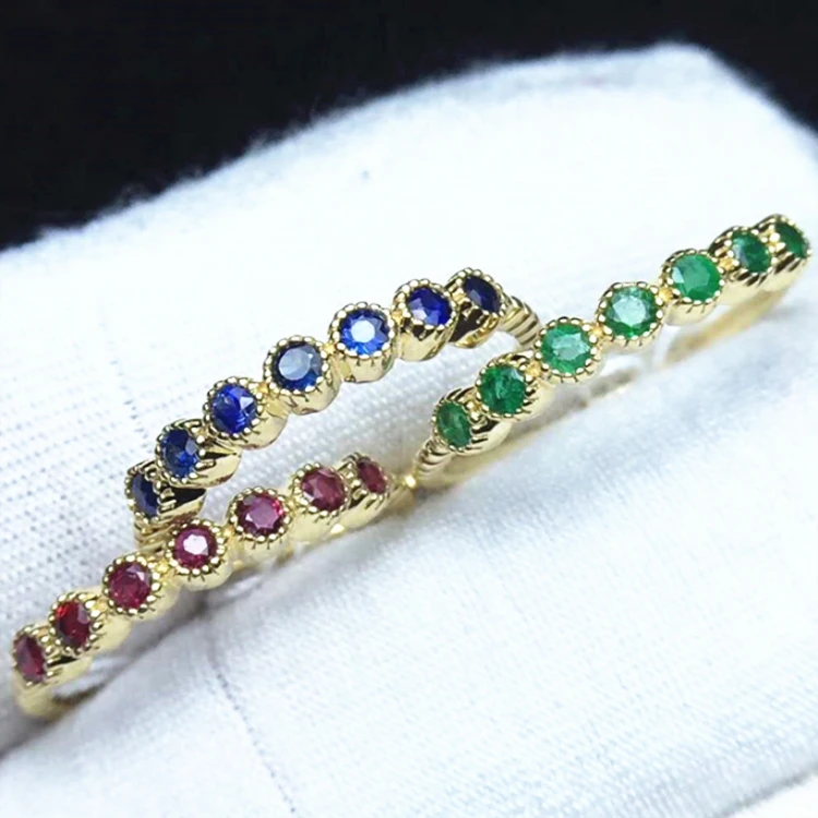 gemstone jewelry special enamel ring 18k gold natural ruby/emerald/sapphire ring for women colorful rings