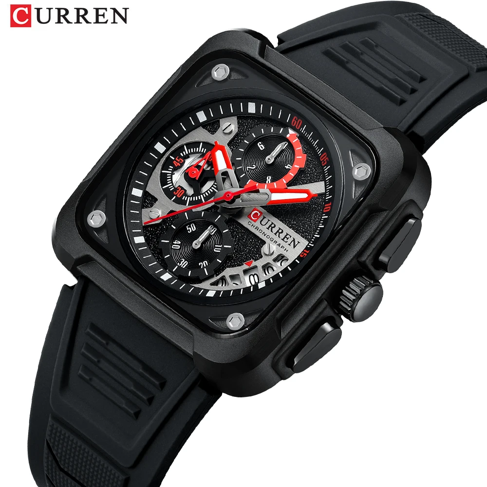 CURREN Top Couple Men's Watches Luxury Square Quartz Wrist Watch Classic Waterproof Luminous Chronograph Watch for Men Relogio