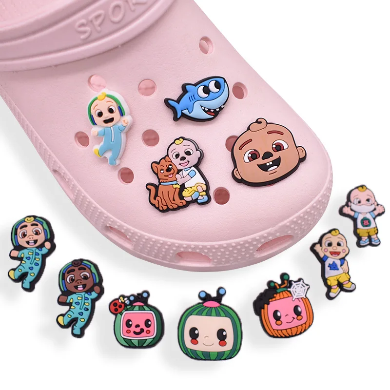 

2022 Novelty Cartoon Cute Removable PVC Soft Rubber Shoes Buckle Croc Charms Hole Shoes Decorative Buckle Kids charms designer