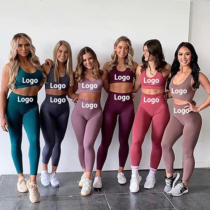 

2021 seamless active Sports ombre Women Fitness Clothing private label gym Wear Sportswear yoga set for dropshipping, Shown