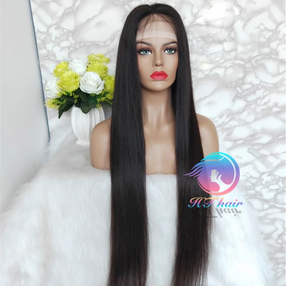 

silky straight wigs 10 to 40 Inch 100% Brazilian Straight Human Hair Wigs Pre Plucked Hair Line frontal Lace Wig