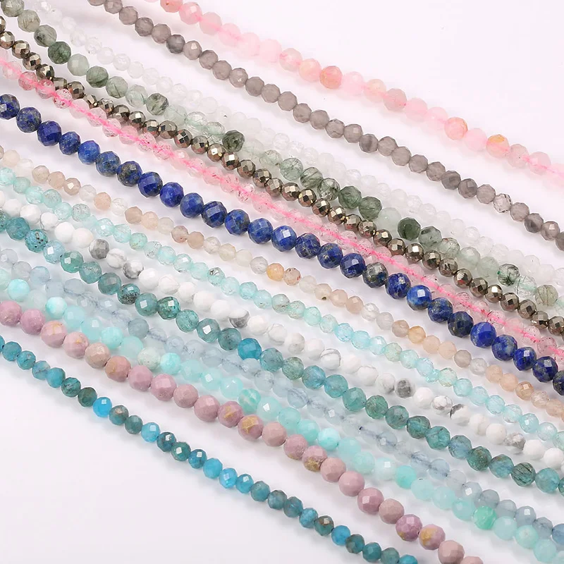 

Wholesale Natural Stone Loose Beads Micro Faceted Small 3mm Cutting Gemstone Beads for Necklace Jewelry Making 2mm 2.5mm 4mm