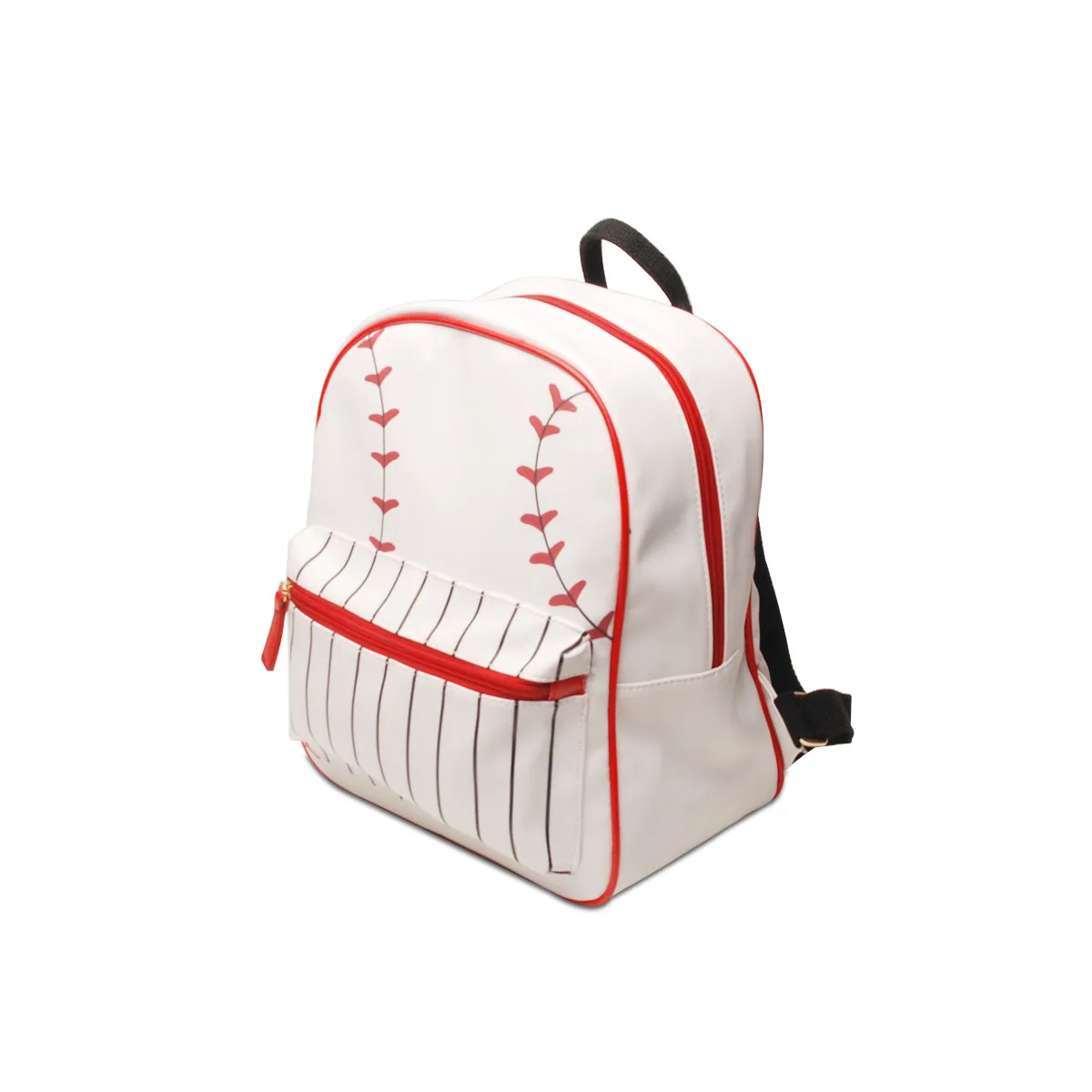 

RTS 50 Pcs PU Gym Backpack Women PU Faux Leather Sports Tote With Stripes Baseball Backpack, Red