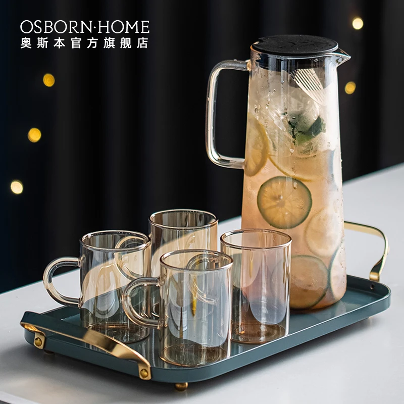 

OSBORN Ins Style glass water kettles cup tea cup sets with tray, Picture