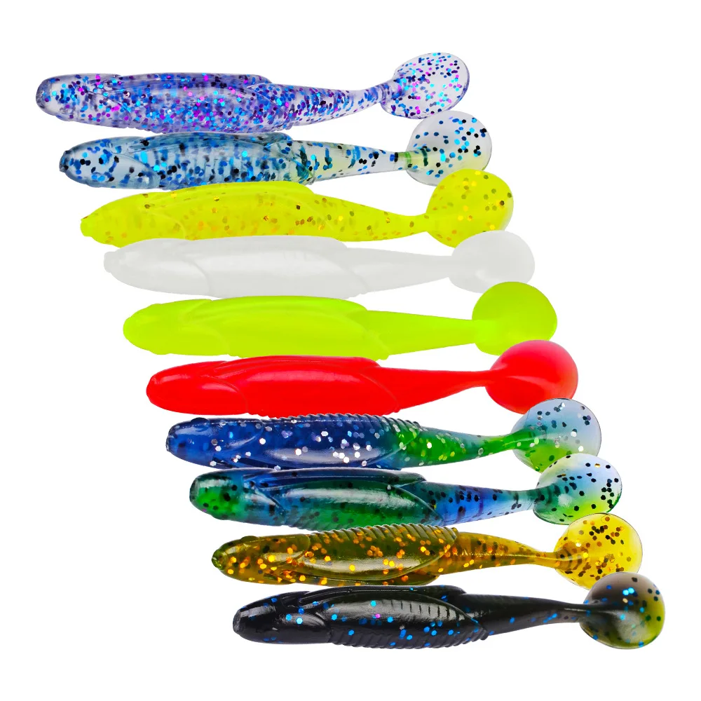 

9.5cm 10PC/Bag New Style soft wormbaits with t tail plastic fishing lure, Mixing colors