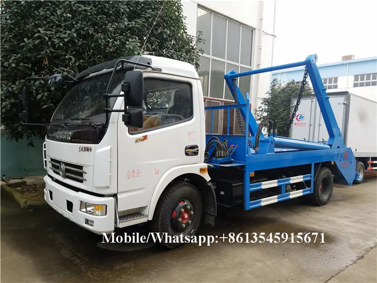 Small swing arm roll container refuse garbage truck 3-4cbm skip loader garbage truck