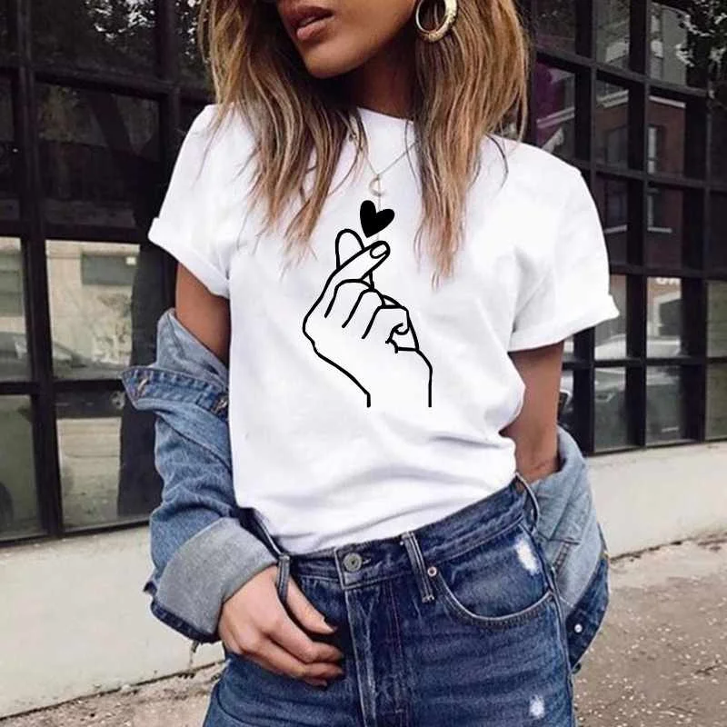 

Women's t-shirt Harajuku love t shirt women feminina ladies Than heart graphic t shirts women 2021 summer femme clothes, As pictures