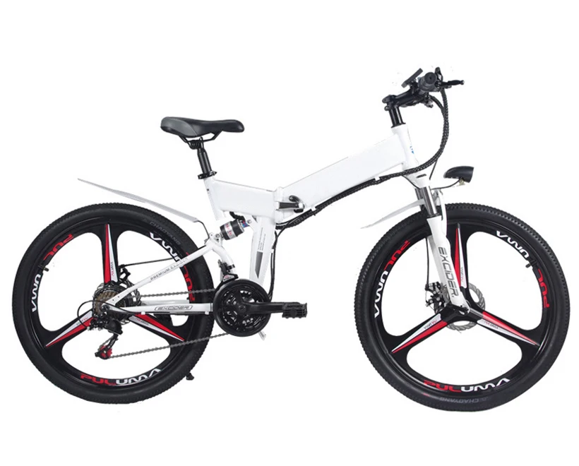 

48v 250W 350W Full Suspension Electric Bike Electric Sport Bikes Electric Mountain Bike With 21 Speed Gears, Black or white