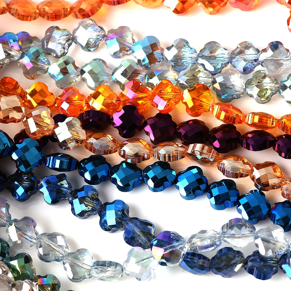 

Flat Clover Cross Beads For Jewelry Making 6mm/8mm Faceted Crystal Lampwork Glass Beads For Bracelets DIY Crafts Accessories