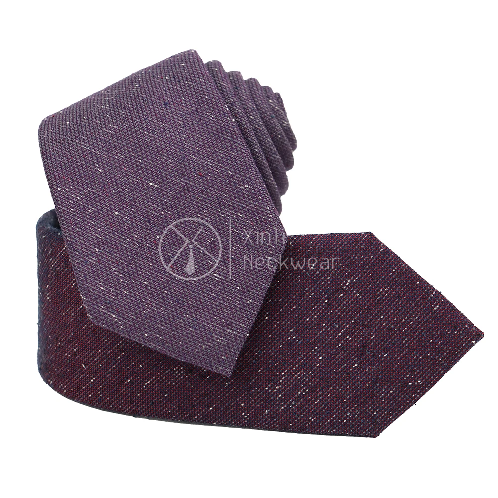 

Factory Custom Purple Silk Cotton Blend Woven Neckties Tweed Distressed Textured Finish Plain Ties for Men