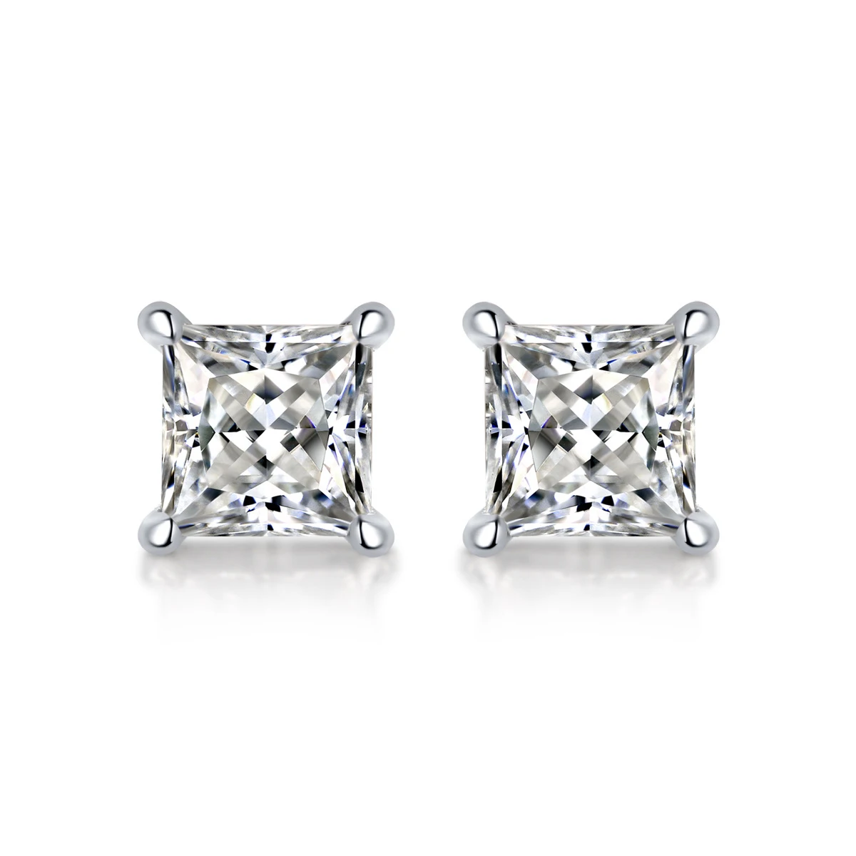 

S925 Sterling Silver Moissanite Earrings for Women Classic Simple Fashion Plating 18K White Gold Stud Earrings Jewelry Wholesale