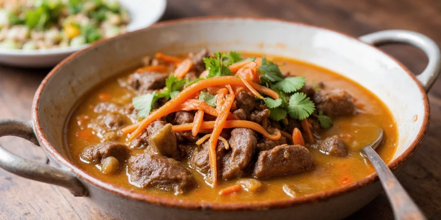 Platter of Bo Kho with side dishes