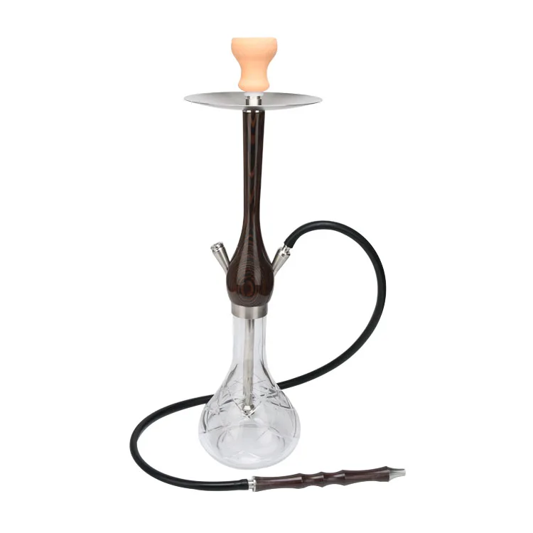 

Wholesale large hookah woody Stainless steel shisha charcoal shisha grain teak higher-end glass Shisha Hookah sets, Wood grain color
