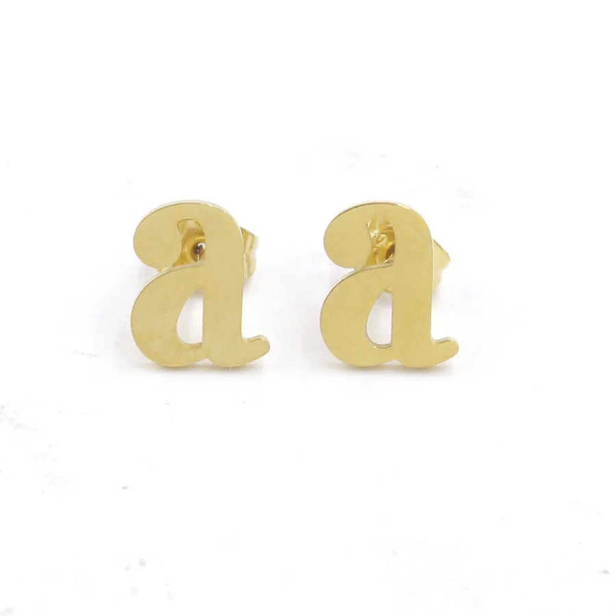 

New Fashion Jewelry Trendy Elegant Women Gold 26 English Lowercase Initials Letters From a~z Stud Earrings for Women, Golden