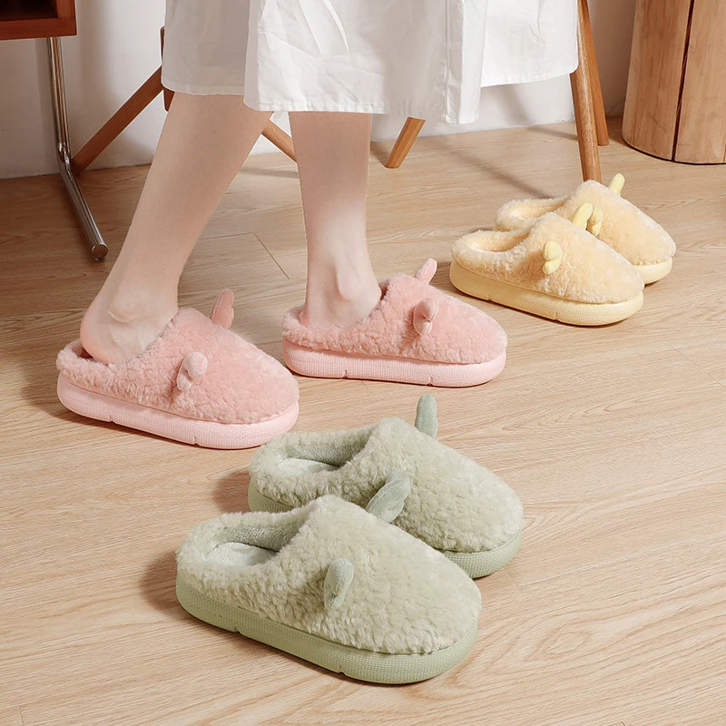 

MMX334 2021 Hoe Sale Thick Sole Cartoon Cotton Slippers Winter Slippers Best Price Suka, White pink grey green blue