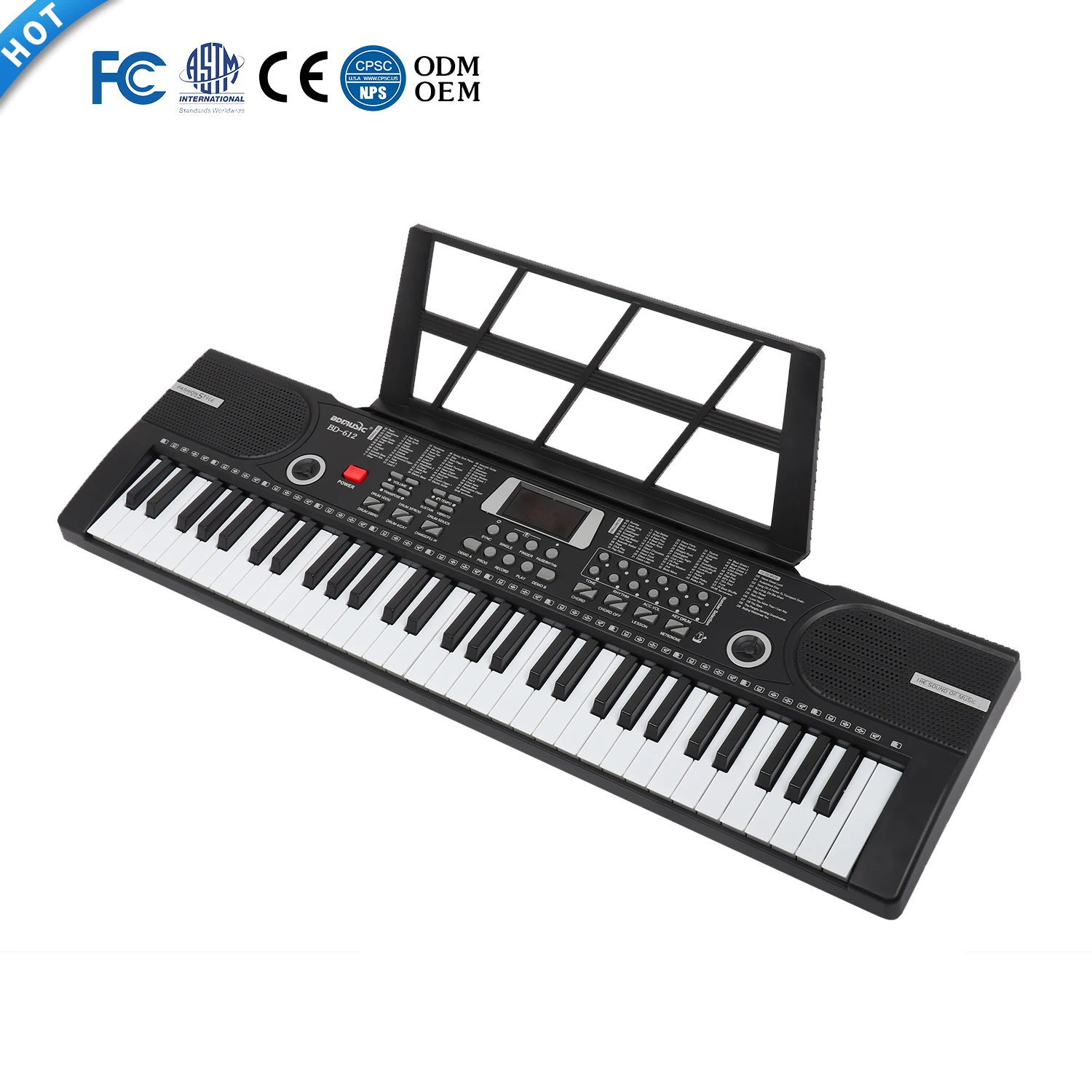 

high quality music instruments electronic keyboard with 61 keys, Pink/black