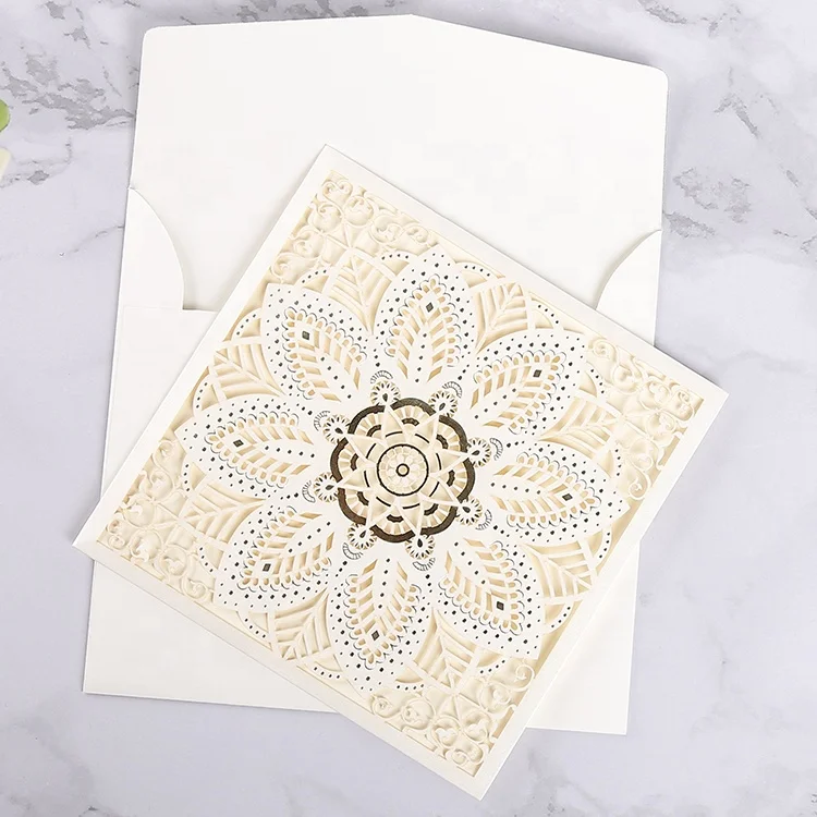 
laser cut retirement / square wedding invitation cards 