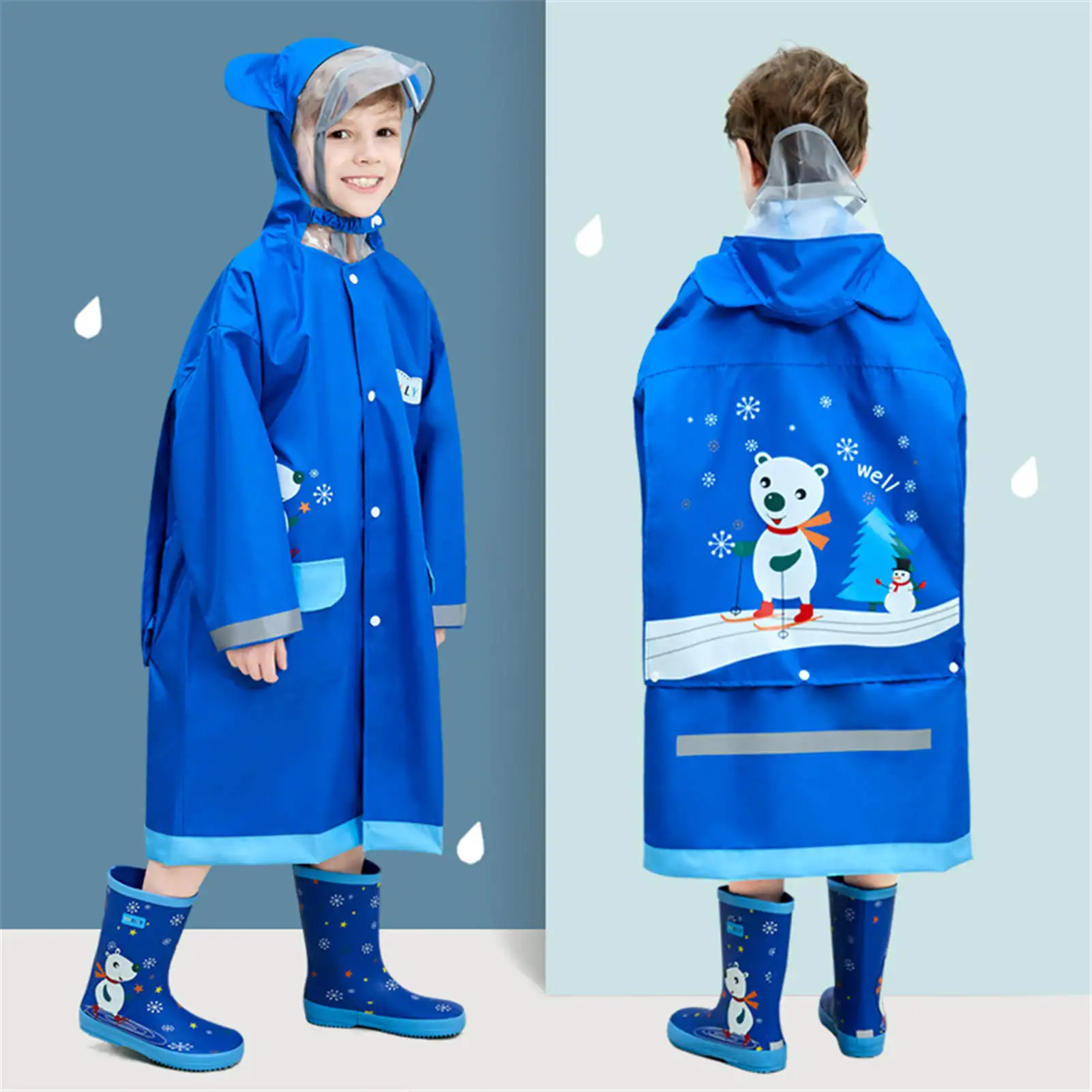 

Gabardine Windproof And Waterproof Cute Cartoon Style Raincoat For Kids CUHK Children's Rain Coat, Customized color